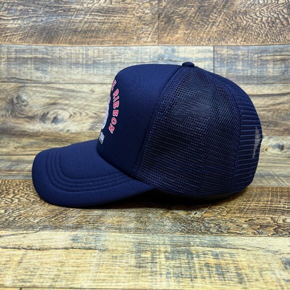 Defunct Pabst Blue Ribbon Beer Unisex Trucker Hat Navy Snapback 50s Logo Cap - Picture 4 of 8